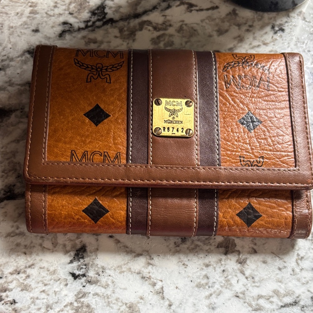 MCM Cognac and Dark Brown Leather Wallet - EUC - Picture 1 of 16